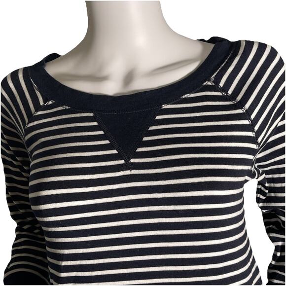 BANANA REPUBLIC Round Neck Navy & White Striped Pullover Sweatshirt Women's S - Picture 2 of 5